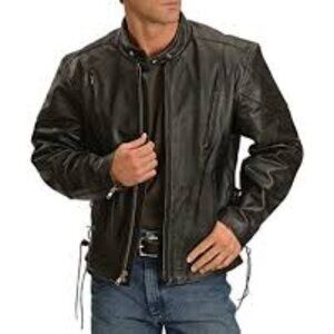 Vintage Interstate Men's Black Leather Jacket Size XL